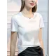 Solid Color Short Sleeves Round-neck T-Shirts Tops Solid Color Short Sleeves Round-neck T-Shirts Tops