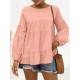 Casual Long Sleeves Puff Sleeves Solid Color Round-Neck T-Shirts Tops Casual Long Sleeves Puff Sleeves Solid Color Round-Neck T-Shirts Tops