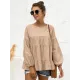 Casual Long Sleeves Puff Sleeves Solid Color Round-Neck T-Shirts Tops Casual Long Sleeves Puff Sleeves Solid Color Round-Neck T-Shirts Tops