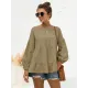 Casual Long Sleeves Puff Sleeves Solid Color Round-Neck T-Shirts Tops Casual Long Sleeves Puff Sleeves Solid Color Round-Neck T-Shirts Tops
