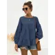 Casual Long Sleeves Puff Sleeves Solid Color Round-Neck T-Shirts Tops Casual Long Sleeves Puff Sleeves Solid Color Round-Neck T-Shirts Tops