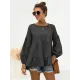 Casual Long Sleeves Puff Sleeves Solid Color Round-Neck T-Shirts Tops Casual Long Sleeves Puff Sleeves Solid Color Round-Neck T-Shirts Tops