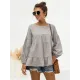Casual Long Sleeves Puff Sleeves Solid Color Round-Neck T-Shirts Tops Casual Long Sleeves Puff Sleeves Solid Color Round-Neck T-Shirts Tops