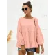 Casual Long Sleeves Puff Sleeves Solid Color Round-Neck T-Shirts Tops Casual Long Sleeves Puff Sleeves Solid Color Round-Neck T-Shirts Tops