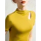 Hollow Solid Color Skinny Half Turtleneck T-Shirts Tops Hollow Solid Color Skinny Half Turtleneck T-Shirts Tops