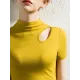 Hollow Solid Color Skinny Half Turtleneck T-Shirts Tops Hollow Solid Color Skinny Half Turtleneck T-Shirts Tops