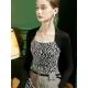 Casual Skinny Contrast Color Printed Square-Neck T-Shirts Tops Casual Skinny Contrast Color Printed Square-Neck T-Shirts Tops