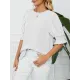 Pleated Solid Color Loose Puff Sleeves Round-Neck T-Shirts Tops