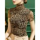 Urban Skinny Leopard High-Neck T-Shirts Tops Urban Skinny Leopard High-Neck T-Shirts Tops