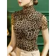 Urban Skinny Leopard High-Neck T-Shirts Tops Urban Skinny Leopard High-Neck T-Shirts Tops