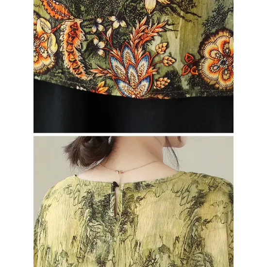 Printed Loose Short Sleeves Round-Neck T-Shirts Tops Printed Loose Short Sleeves Round-Neck T-Shirts Tops