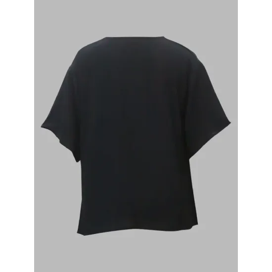 Original Irregular Casual Solid Color Pleated T-Shirt Top Original Irregular Casual Solid Color Pleated T-Shirt Top