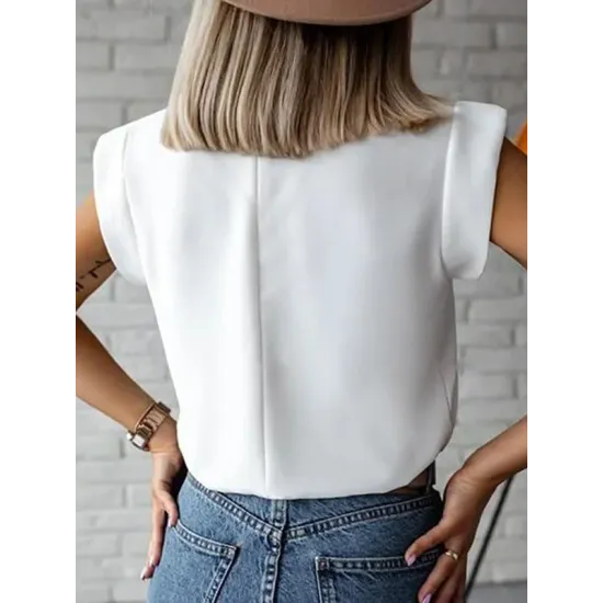 Original Casual High-Neck Cap Sleeves Face Printed T-Shirt Top Original Casual High-Neck Cap Sleeves Face Printed T-Shirt Top