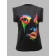 Original Casual High-Neck Cap Sleeves Face Printed T-Shirt Top Original Casual High-Neck Cap Sleeves Face Printed T-Shirt Top
