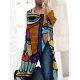 Half Sleeves Loose Contrast Color Printed Split-Side Round-Neck T-Shirts Tops Half Sleeves Loose Contrast Color Printed Split-Side Round-Neck T-Shirts Tops