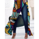Half Sleeves Loose Contrast Color Printed Split-Side Round-Neck T-Shirts Tops Half Sleeves Loose Contrast Color Printed Split-Side Round-Neck T-Shirts Tops
