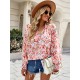 Casual Loose Floral Printed V-Neck T-Shirt Casual Loose Floral Printed V-Neck T-Shirt