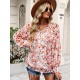 Casual Loose Floral Printed V-Neck T-Shirt Casual Loose Floral Printed V-Neck T-Shirt