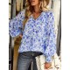 Casual Loose Floral Printed V-Neck T-Shirt Casual Loose Floral Printed V-Neck T-Shirt