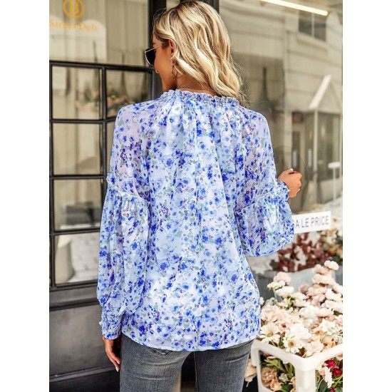 Casual Loose Floral Printed V-Neck T-Shirt Casual Loose Floral Printed V-Neck T-Shirt