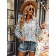 Casual Loose Floral Printed V-Neck T-Shirt Casual Loose Floral Printed V-Neck T-Shirt