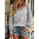 Casual Loose Floral Printed V-Neck T-Shirt Casual Loose Floral Printed V-Neck T-Shirt