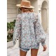 Casual Loose Floral Printed V-Neck T-Shirt Casual Loose Floral Printed V-Neck T-Shirt