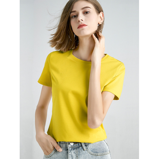 Simple Loose Short Sleeves Solid Color Round-Neck T-Shirts Tops Simple Loose Short Sleeves Solid Color Round-Neck T-Shirts Tops