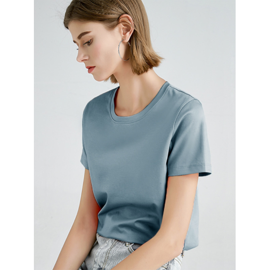 Simple Loose Short Sleeves Solid Color Round-Neck T-Shirts Tops Simple Loose Short Sleeves Solid Color Round-Neck T-Shirts Tops