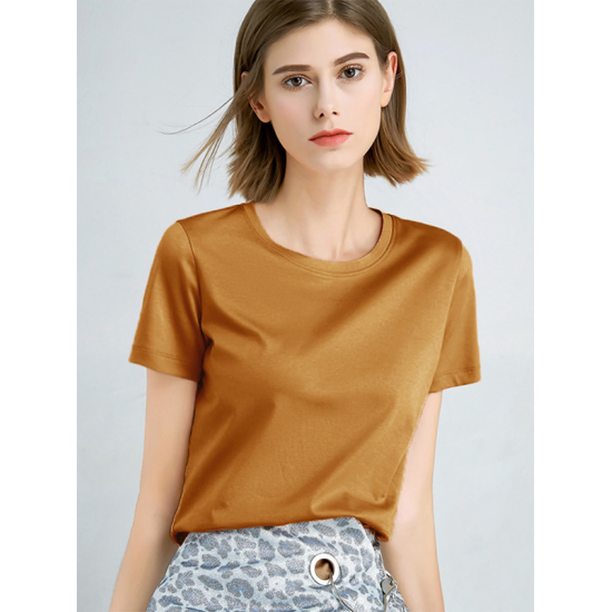 Simple Loose Short Sleeves Solid Color Round-Neck T-Shirts Tops Simple Loose Short Sleeves Solid Color Round-Neck T-Shirts Tops
