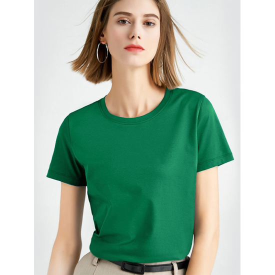 Simple Loose Short Sleeves Solid Color Round-Neck T-Shirts Tops Simple Loose Short Sleeves Solid Color Round-Neck T-Shirts Tops