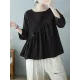 Casual Loose Long Sleeves Solid Color Round-Neck T-Shirts Tops Casual Loose Long Sleeves Solid Color Round-Neck T-Shirts Tops