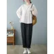 Casual Loose Long Sleeves Solid Color Round-Neck T-Shirts Tops Casual Loose Long Sleeves Solid Color Round-Neck T-Shirts Tops