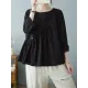 Casual Loose Long Sleeves Solid Color Round-Neck T-Shirts Tops Casual Loose Long Sleeves Solid Color Round-Neck T-Shirts Tops