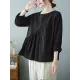 Casual Loose Long Sleeves Solid Color Round-Neck T-Shirts Tops Casual Loose Long Sleeves Solid Color Round-Neck T-Shirts Tops