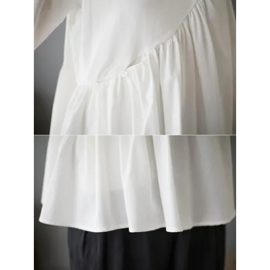 Casual Loose Long Sleeves Solid Color Round-Neck T-Shirts Tops Casual Loose Long Sleeves Solid Color Round-Neck T-Shirts Tops