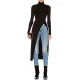 Simple Skinny Split-Side Solid Color High-Neck T-Shirts Tops Simple Skinny Split-Side Solid Color High-Neck T-Shirts Tops