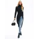 Simple Skinny Split-Side Solid Color High-Neck T-Shirts Tops Simple Skinny Split-Side Solid Color High-Neck T-Shirts Tops