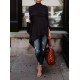 Casual Asymmetric Solid Color High-Neck T-Shirts Tops Casual Asymmetric Solid Color High-Neck T-Shirts Tops