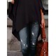 Casual Asymmetric Solid Color High-Neck T-Shirts Tops Casual Asymmetric Solid Color High-Neck T-Shirts Tops