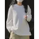 Casual Long Sleeves Loose Solid Color Round-Neck T-Shirts Tops Casual Long Sleeves Loose Solid Color Round-Neck T-Shirts Tops