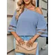 Casual Loose Half Sleeves Solid Color One-Shoulder T-Shirts Tops Casual Loose Half Sleeves Solid Color One-Shoulder T-Shirts Tops