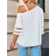Casual Loose Half Sleeves Solid Color One-Shoulder T-Shirts Tops Casual Loose Half Sleeves Solid Color One-Shoulder T-Shirts Tops