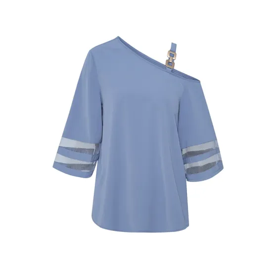 Casual Loose Half Sleeves Solid Color One-Shoulder T-Shirts Tops Casual Loose Half Sleeves Solid Color One-Shoulder T-Shirts Tops