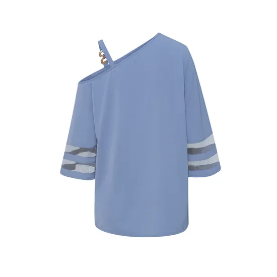 Casual Loose Half Sleeves Solid Color One-Shoulder T-Shirts Tops Casual Loose Half Sleeves Solid Color One-Shoulder T-Shirts Tops