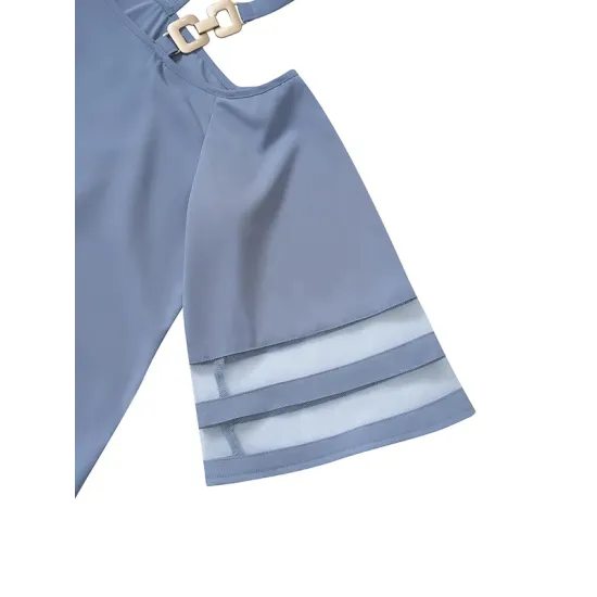 Casual Loose Half Sleeves Solid Color One-Shoulder T-Shirts Tops Casual Loose Half Sleeves Solid Color One-Shoulder T-Shirts Tops