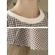 Puff Sleeves Irregularity Plaid Split-Joint Round-Neck T-Shirts Tops Puff Sleeves Irregularity Plaid Split-Joint Round-Neck T-Shirts Tops