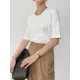 Solid Color Split-Joint Half Sleeves Round-neck T-Shirts Tops Solid Color Split-Joint Half Sleeves Round-neck T-Shirts Tops