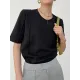 Solid Color Split-Joint Half Sleeves Round-neck T-Shirts Tops Solid Color Split-Joint Half Sleeves Round-neck T-Shirts Tops
