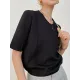 Solid Color Split-Joint Half Sleeves Round-neck T-Shirts Tops Solid Color Split-Joint Half Sleeves Round-neck T-Shirts Tops